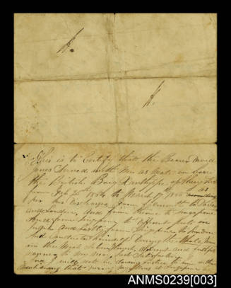 Letter of commendation for David Jones of the XANTHIPPE by Captain John Rees