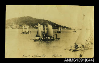 A group of traditional vessels in Port Moresby