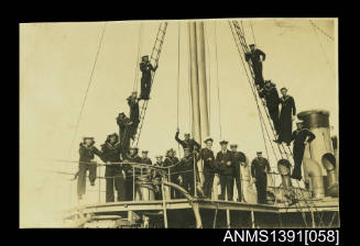 HMAS CERBERUS sailors and officers on deck