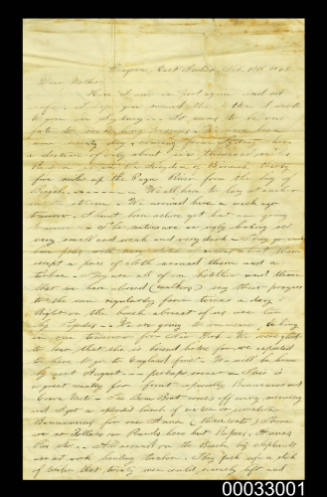 Letter from George Ferris to his mother describing Rangoon and his life as sailor