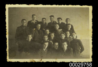 Studio portrait of a group of young men in Latvia including Oskars Osis