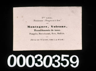 'Montangnes, Volcans' card from the game Le Tour De Monde