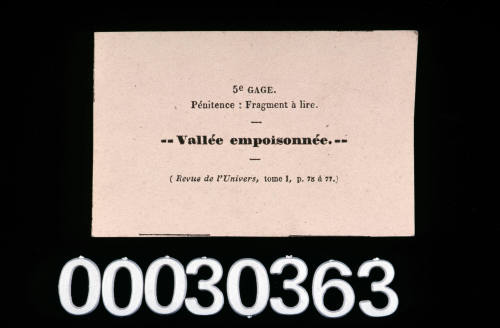 Vallee Empoisonnee card from the game Le Tour de Monde