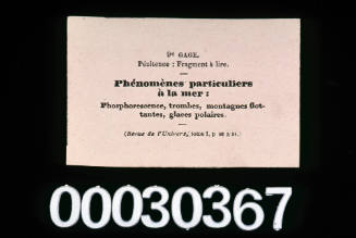 Phenomenes Particulars a la Mer card from the game Le Tour de Monde