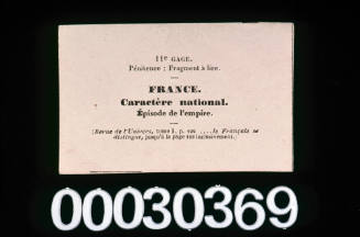 France card  from the game Le Tour de Monde