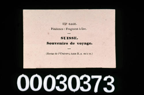 Suisse card from the game Le Tour de Monde