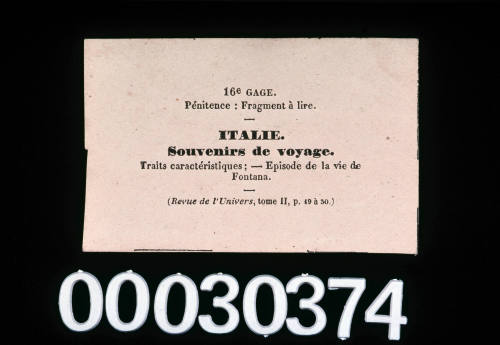 Italie card from game Le tour de Monde