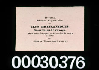 Iles Britanniques card from the game Le Tour de Monde