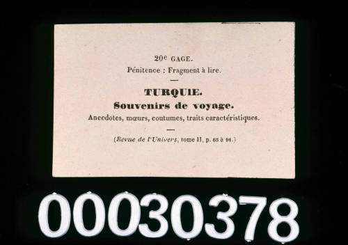 Turquie card from the game Le Tour de Monde