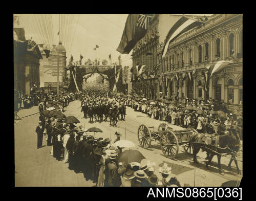 Photograph depicting horse drawn gun