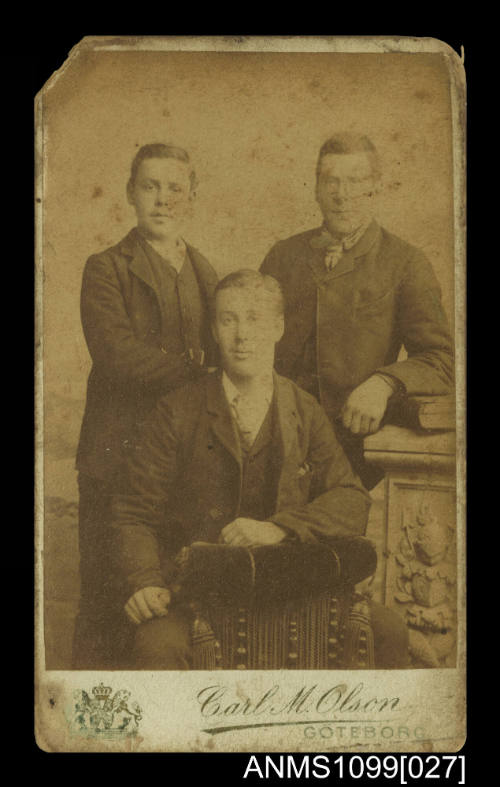 Photograph of three young men including Frederick Heggen