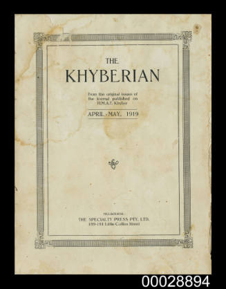 Troopship journal titled The Khyberian from HMAT KHYBER