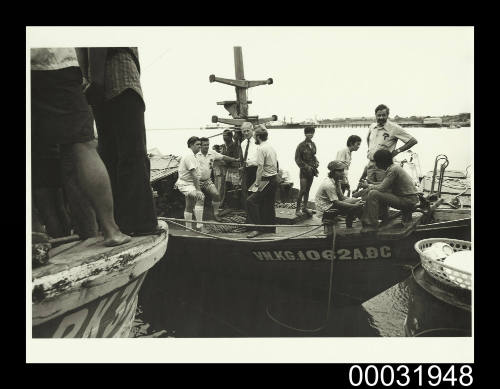 Passengers and customs officials onboard TU DO in Darwin Harbour