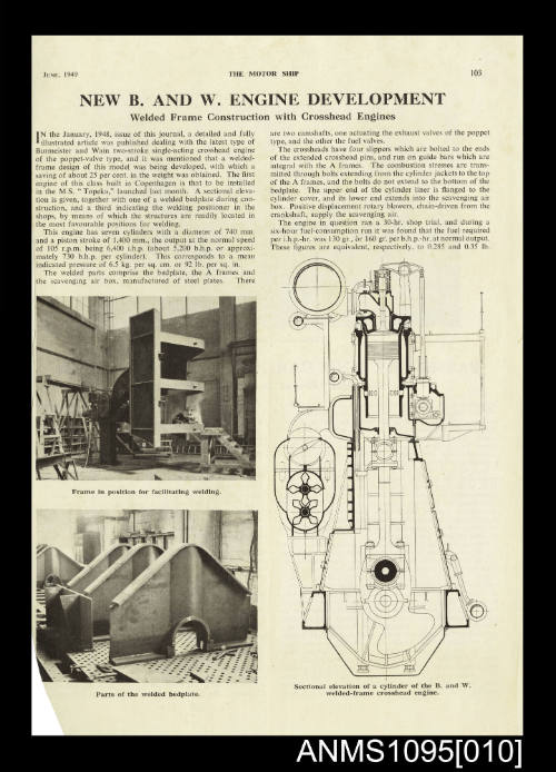 Magazine clipping of articles from The Motor Ship