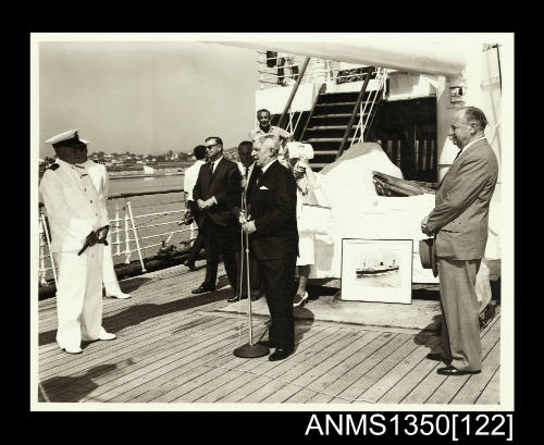 Photograph of J T Neill giving a speech