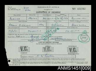 Certificate of Discharge BURWAH