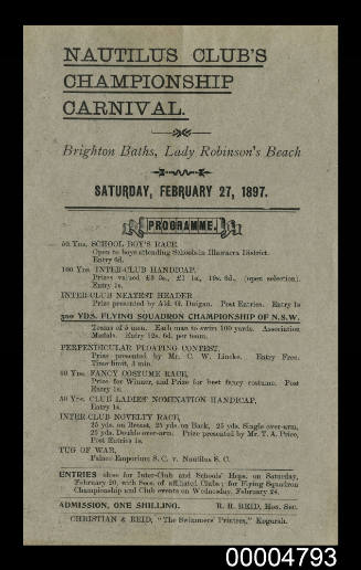 Program for Nautilus Club's Championship Carnival