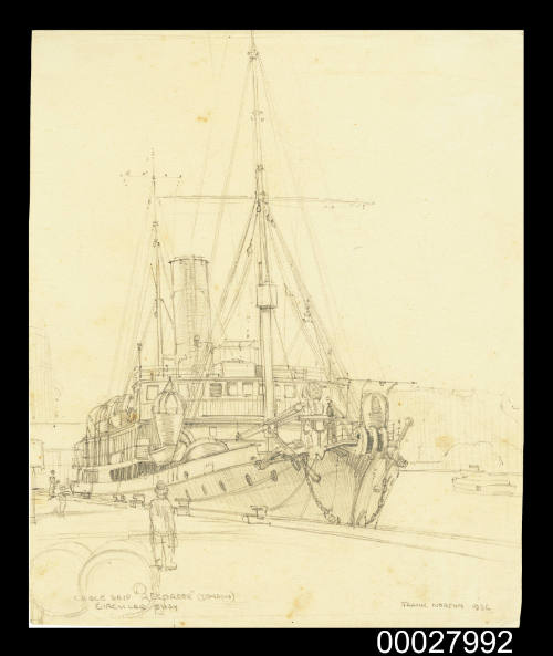 Pencil sketch of cable ship RECORDER