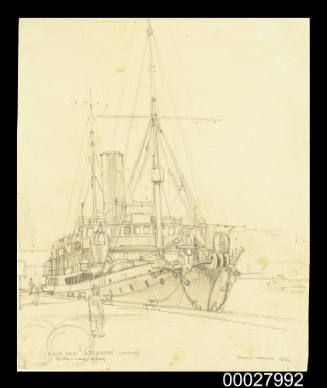 Pencil sketch of cable ship RECORDER