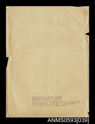 Envelope used to contain photographs by Victor Cohen of MAGDALENE VINNEN, TAISEI MARU and PAMIR