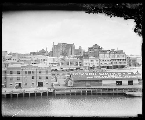 View of the wharves at Petrie Bight on Brisbane River, taken from SS ORUNGAL