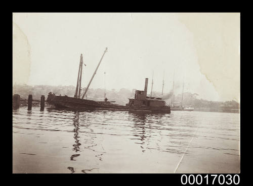 Small cargo ship unloading timber