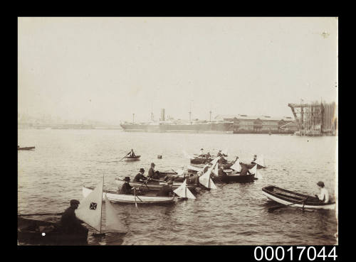 Sailing model boats on Johnston's Bay off Pyrmont Point