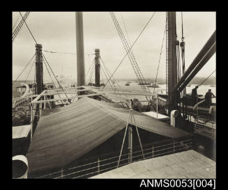 Orient Line RMS ORFORD, view from Promenade Deck showing Swimming Bath