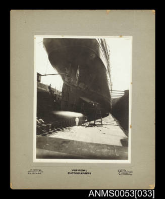SS OTWAY sans starboard propeller in Morts Dock, Sydney, February 1912