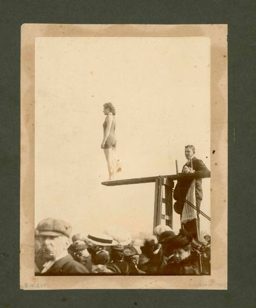 Beatrice Kerr standing on a diving board