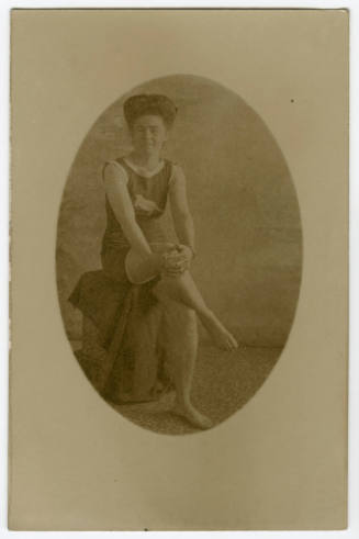 Postcard featuring a black and white photograph of Beatrice Kerr