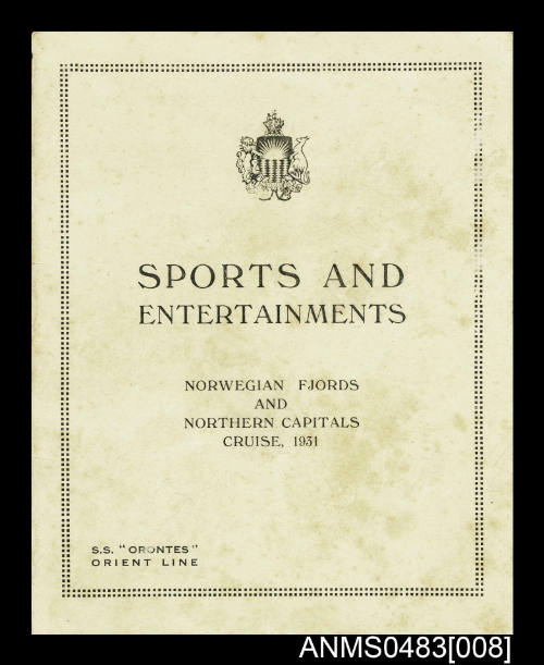 Card detailing the Sports and Entertainments to take place on SS ORONTES