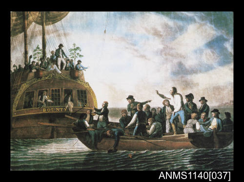 Mutineers turning Lieutenant Bligh adrift from the BOUNTY