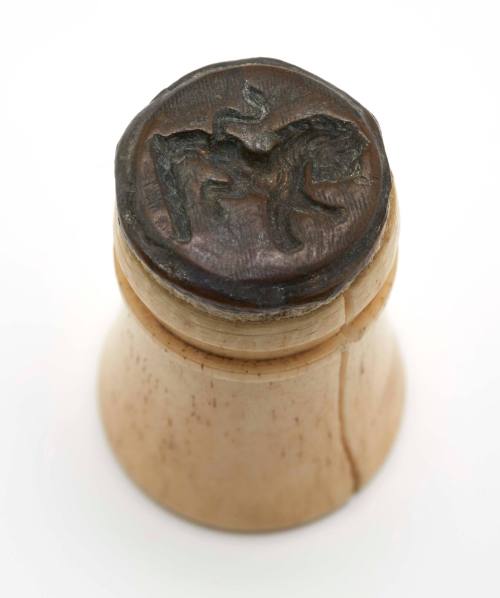 Scrimshaw seal with lion emblem