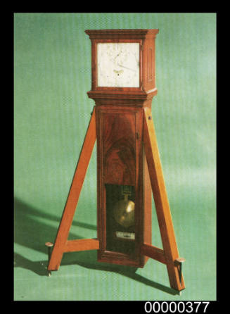 Regular clock made by John Shelton, 1768: Cook's second and third voyages. The property of The Royal Society. Card No. 258