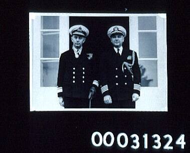 Admiral Farncomb and an American officer after receiving the American Legion of Merit