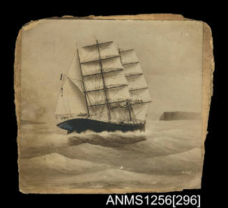 Painted picture depicting EDOUVARD TETAILLE three masted barque at sea