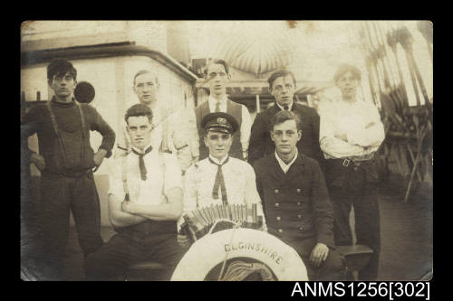 Postcard depicting group photo of ELGINSHIRE's crew  members