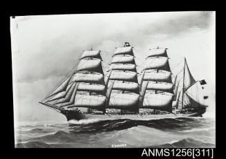 Painted photograph depicting EUDORA four masted barque underway