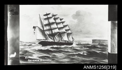 Painted photograph depicting EUPHRATES four masted barque under way