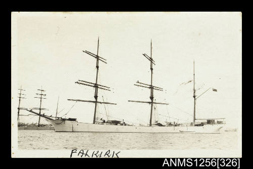 Postcard depicting the three masted barque FALKIRK