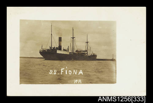 Postcard depicting the molasses tanker ship SS FIONA