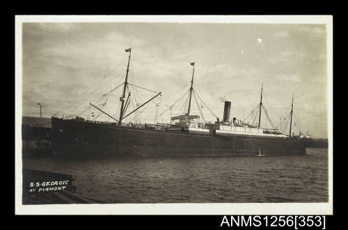 Postcard depicting the passenger cargo ship SS GEORGIC