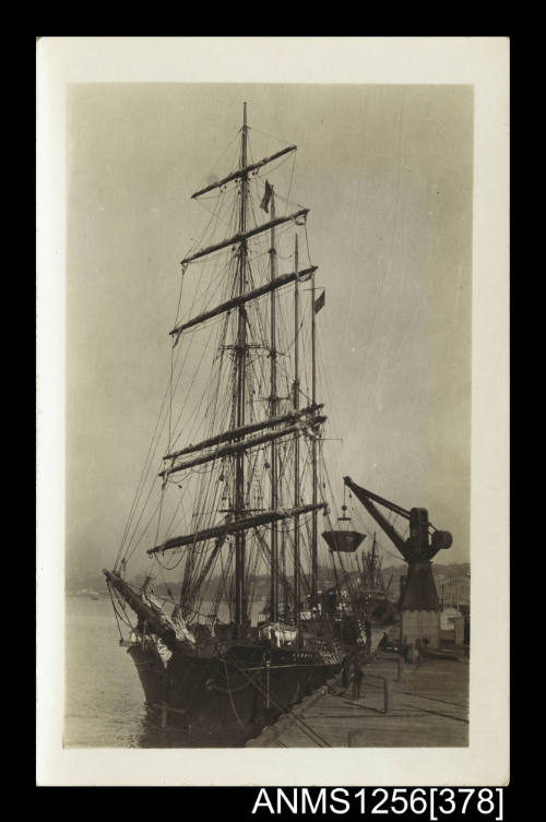 Postcard depicting four masted barquentine HAWAII