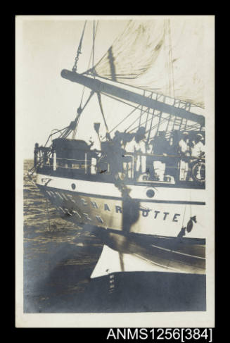 Barque HERZOGIN SOPHIE CHARLOTTE, stern with crew