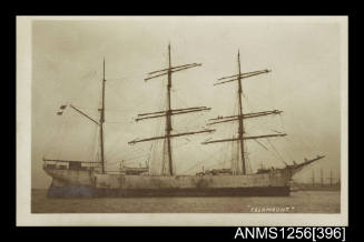 Postcard depicting three masted barque ISLAMOUNT