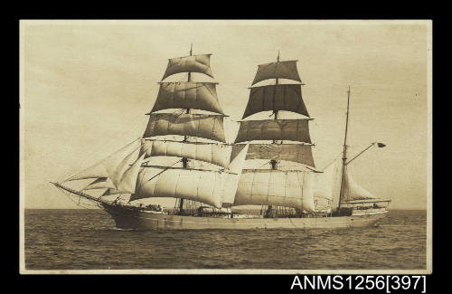 Postcard depicting three masted barque INVERNIELL