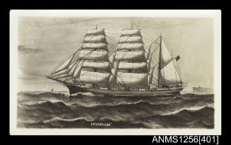 Painted photograph depicting three masted barque INVERNESS