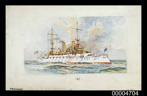 USS KENTUCKY - a study for a Wills cigarette card