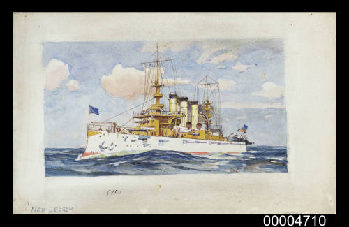 USS NEW JERSEY - a study for a Wills cigarette card